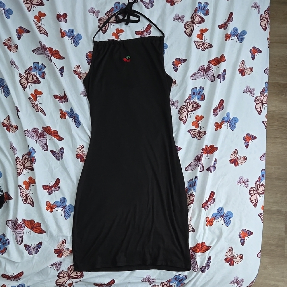 Elegant Black Halter Dress
